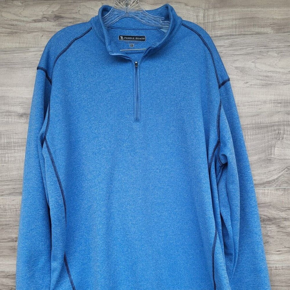 Pebble Beach Sweater Men's XL Blue Quarter Zip Pullover Golf Performance Casual